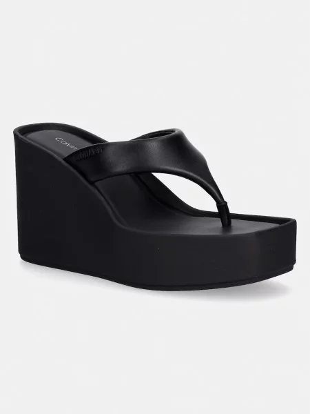 Chiloți tanga Calvin Klein din piele cu pană negru
