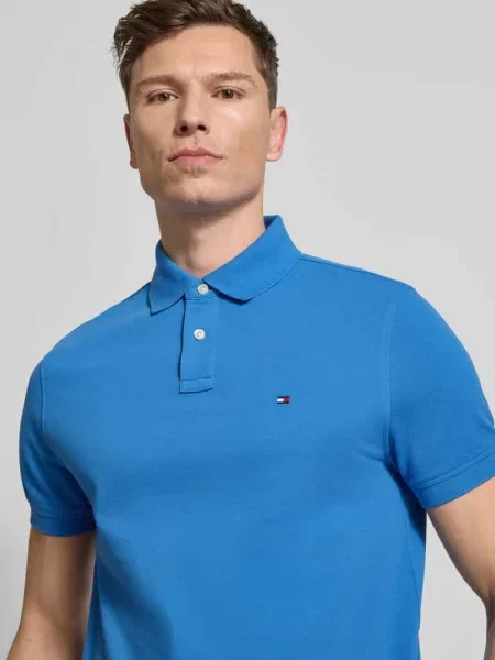 Koszulka polo o kroju regular fit z mieszanki bawełny Tommy Hilfiger niebieskie