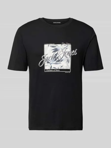 T-shirt z okrągłym dekoltem model HONOLULU' Jack & Jones czarna