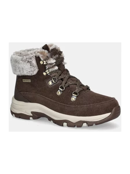 Botki Skechers skórzane brązowe