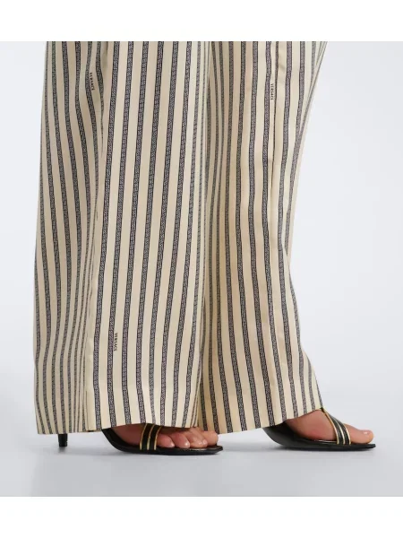 Pantaloni Versace de mătase cu dungi galben