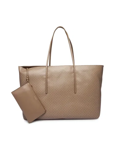 Calvin Klein Geantă Emblem Aop Large Tote W/ Pouch bej
