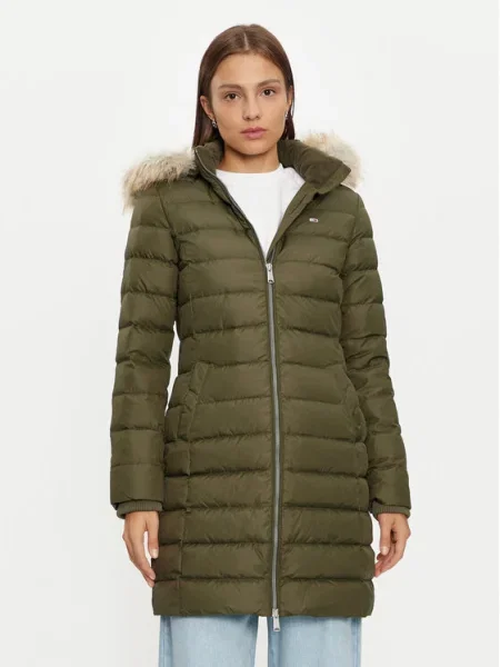 Tommy Jeans geacă cu puf pentru femei verde