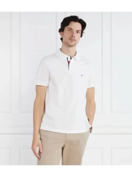 Tommy Hilfiger Polo FLAG UNDER PLACKET alb