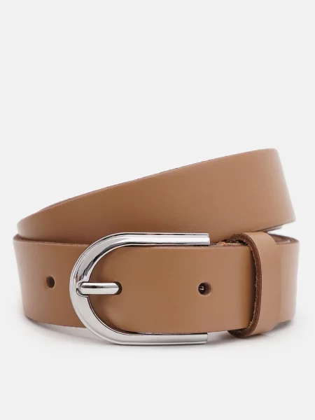 Кожаный ремень Borsa Leather с ремешками бежевый