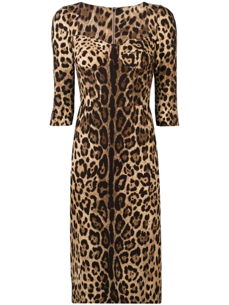 Rochie Dolce & Gabbana cu imagine cu model leopard de costum maro