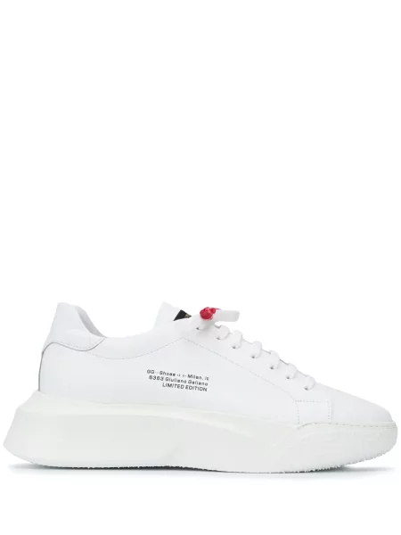Sneakerși Giuliano Galiano cu șireturi din dantelă alb