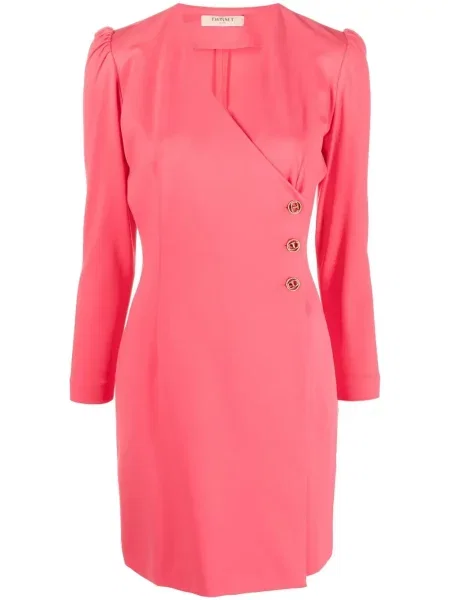 Rochie Twinset cu decolteu în V roz