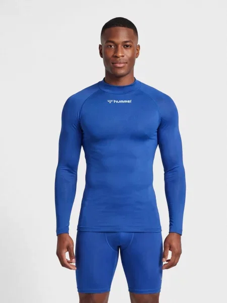 Koszulka z długim rękawem z dekoltem w serek Hummel Comfort niebieska