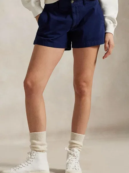 Шорти однотонна середня посадка синій