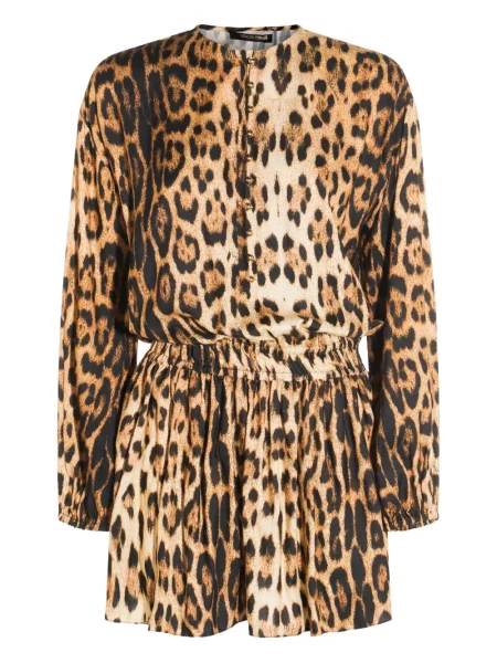 Rochie maxi Roberto Cavalli cu imagine cu model leopard lungă