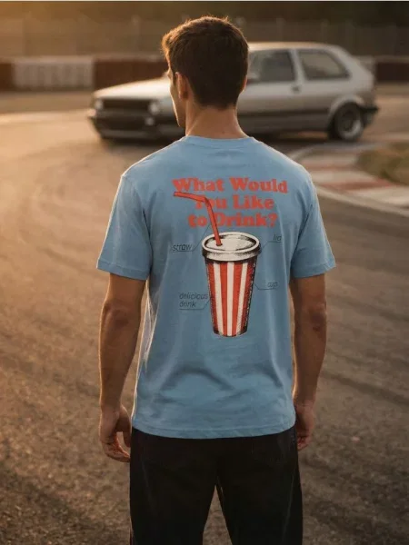 Sinsay koszulka z nadrukiem na plecach niebieski