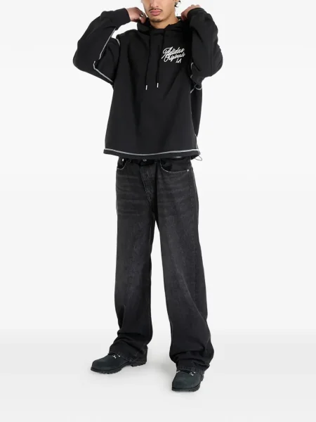 Hanorac cu glugă Adidas cu imagine din piele cu dungi negru