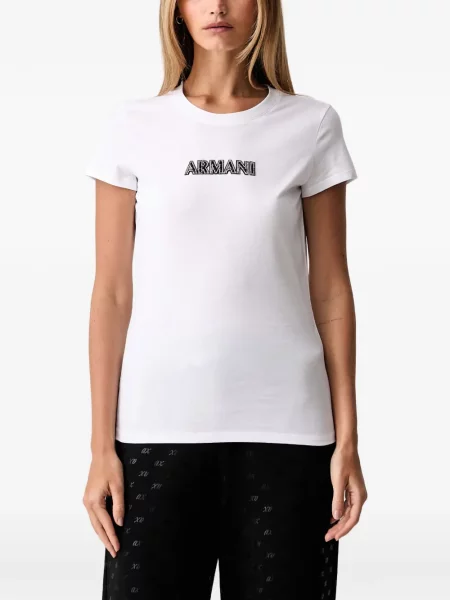 Tricou Armani Exchange cu autograf alb