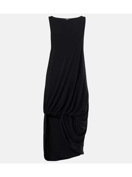 Jersey midi obleka Jacquemus z draperijo črna