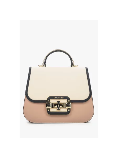 Сумка-трапеція шкіряна пудрова Cromia IT Jewel