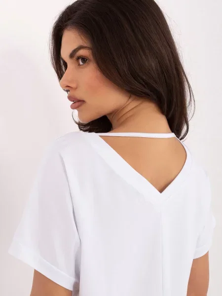 Bluză Rue Paris cu mâneci scurte alb