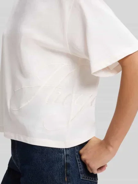 T-shirt o luźnym kroju z czystej bawełny model Duslant' Hugo biała