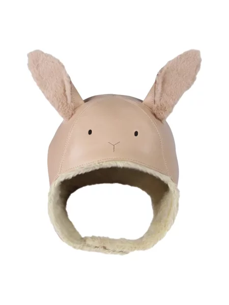 Donsje Dětská kožená čepice Kapi Exclusive Hat Fluffy Bunny růžový