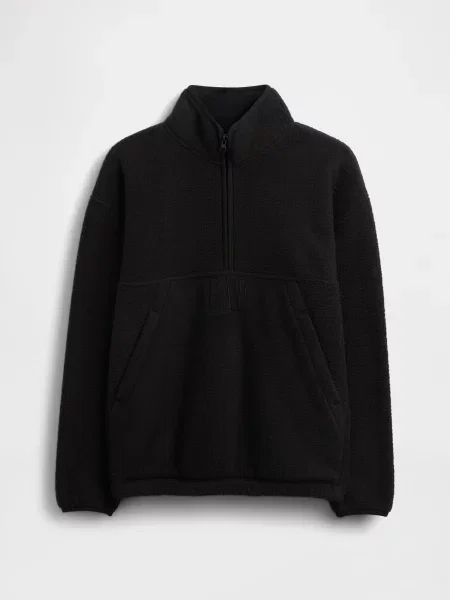 Gyerek fleece melegítő felső Gap fekete