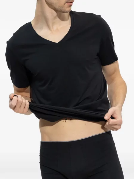 Tricou Hanro cu decolteu în V negru