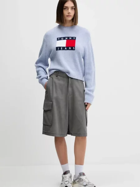 Adidas Originals szorty jeansowe Cargo Jorts gładkie high waist szary