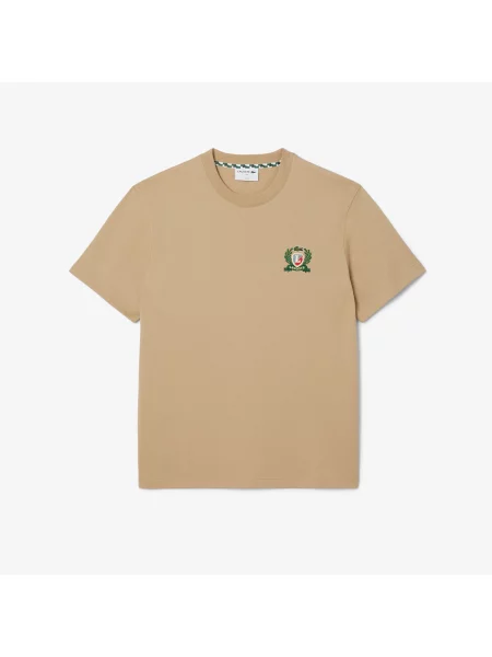 Lacoste Koszulka Z Haftem French Made beżowa