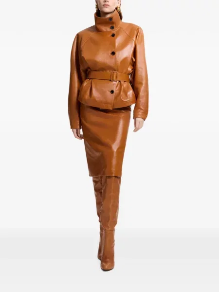 Cu centură geanta de piele Elie Saab maro