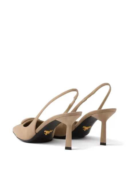 Pantofi cu toc Prada din piele de căprioară slingback