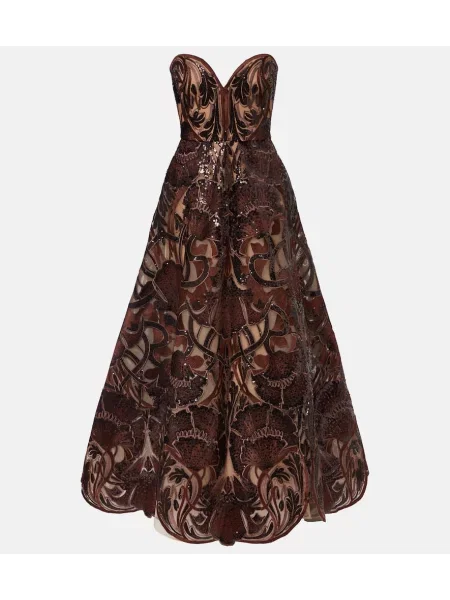 Rochie Elie Saab cu model floral maro