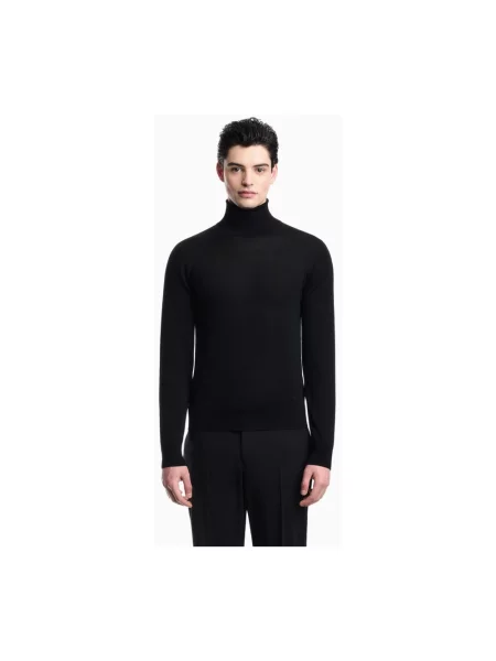 Sweter z golfem Emporio Armani wełniany czarny