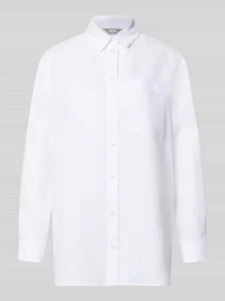 Bluzka lniana o kroju regular fit z brustaszą model FILO' Mm By Max Mara biała