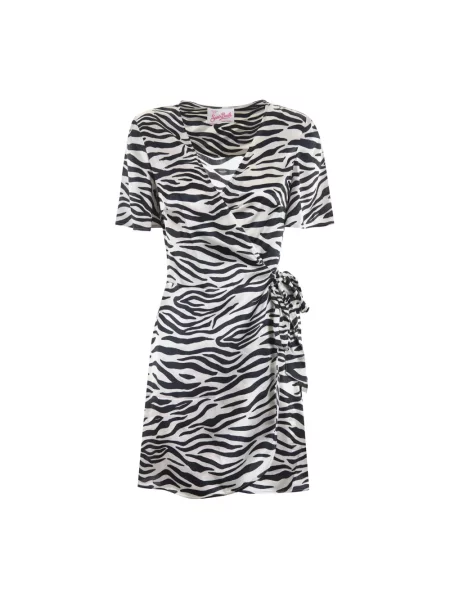 Satynowa wielobarwność sukienka Mc2 Saint Barth w zebrę