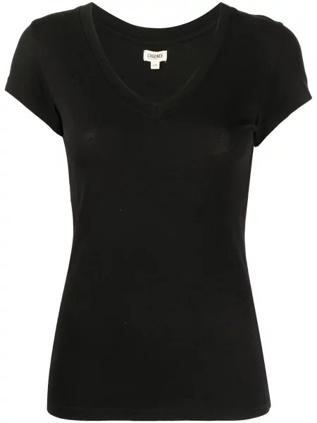 Koszulka L'agence z dekoltem w serek czarna