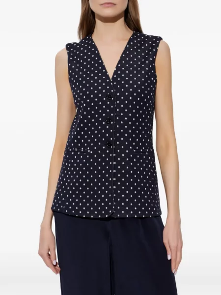Geacă Max Mara fără mâneci cu buline albastru