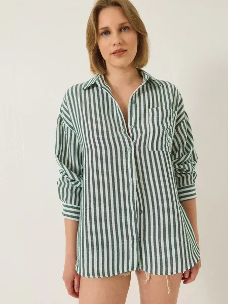 Bianco Lucci Bluză verde închis / natural alb