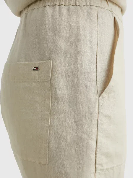 Лляні штани Tommy Hilfiger бежеві
