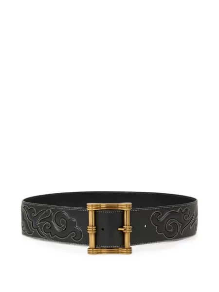 Curea Etro cu broderie din piele negru