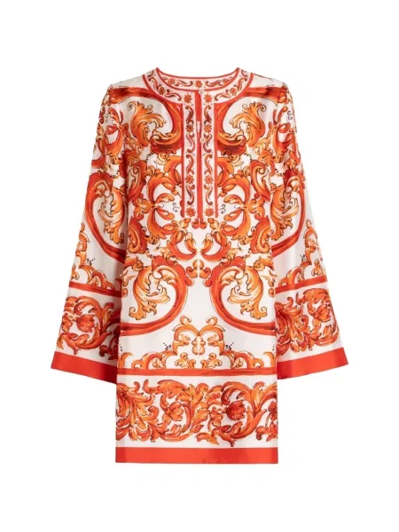 Rochie Dolce & Gabbana cu imagine din țesătură twill alb
