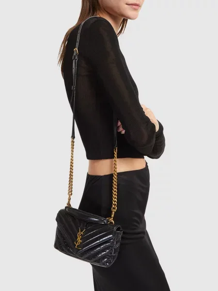 Kožená kožená taška Saint Laurent čierna