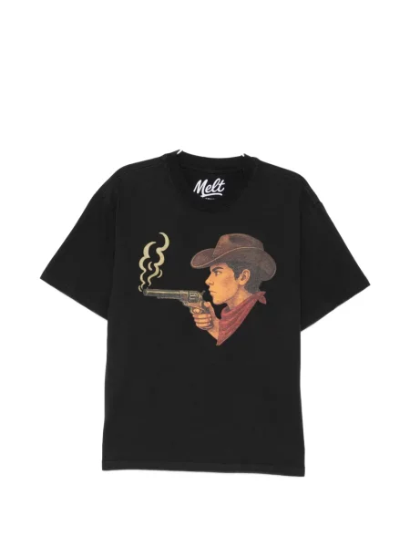 Tricou Melt cu imagine cu decolteu rotund negru
