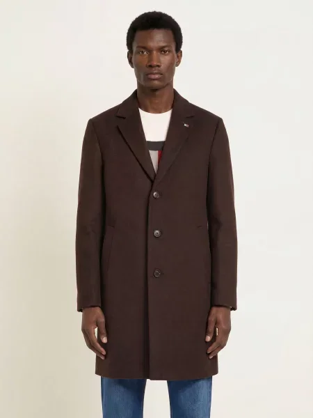 Vlněný kabát Tommy Hilfiger hnědý