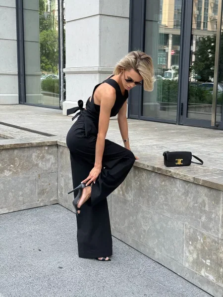 Jadone Fashion Штани палаццо Velet_ch Льон/поліестер чорний