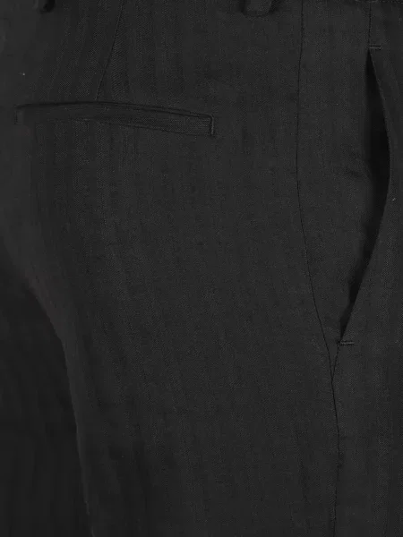 Pantaloni Petar Petrov cu model herringbone negru