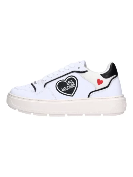 Sneakersy Love Moschino w serca wiązane białe