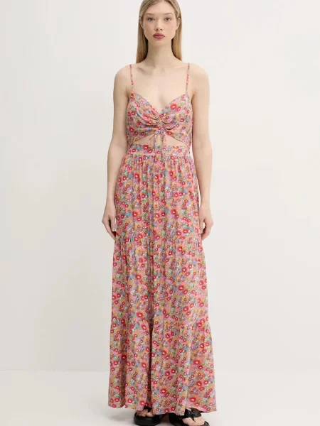 Rip Curl rochie LAS DALLAS maxi evazată roz