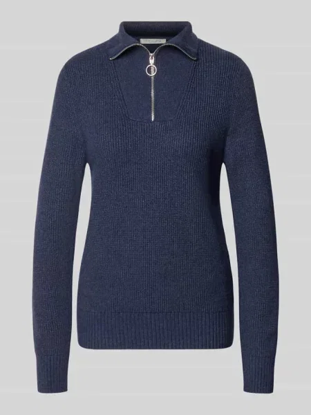 Sweter z dzianiny o kroju regular fit z mieszanki Christian Berg Woman granatowy