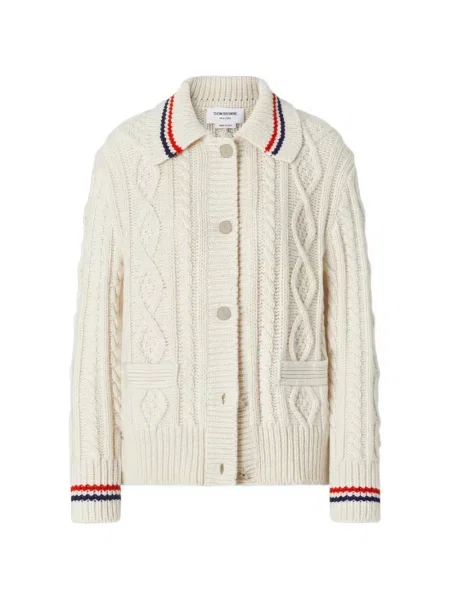 Pulover Thom Browne tricotate alb