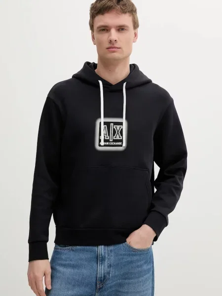 Bluza z kapturem Armani Exchange niebieska