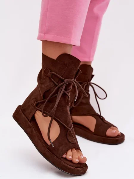 Sandale Boto cu șireturi din piele alb